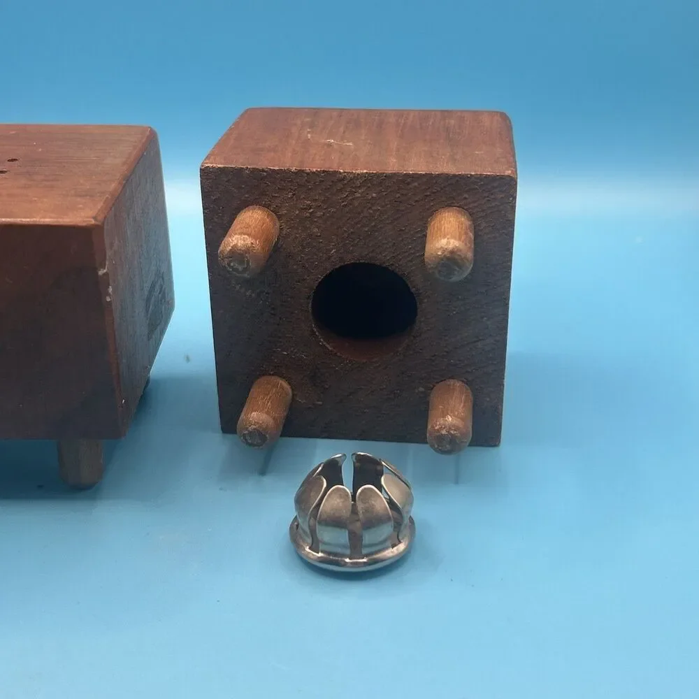 Vintage MCM Wood Salt & Pepper Shaker Set of 2 Square Block w/ Legs 2 3/4
